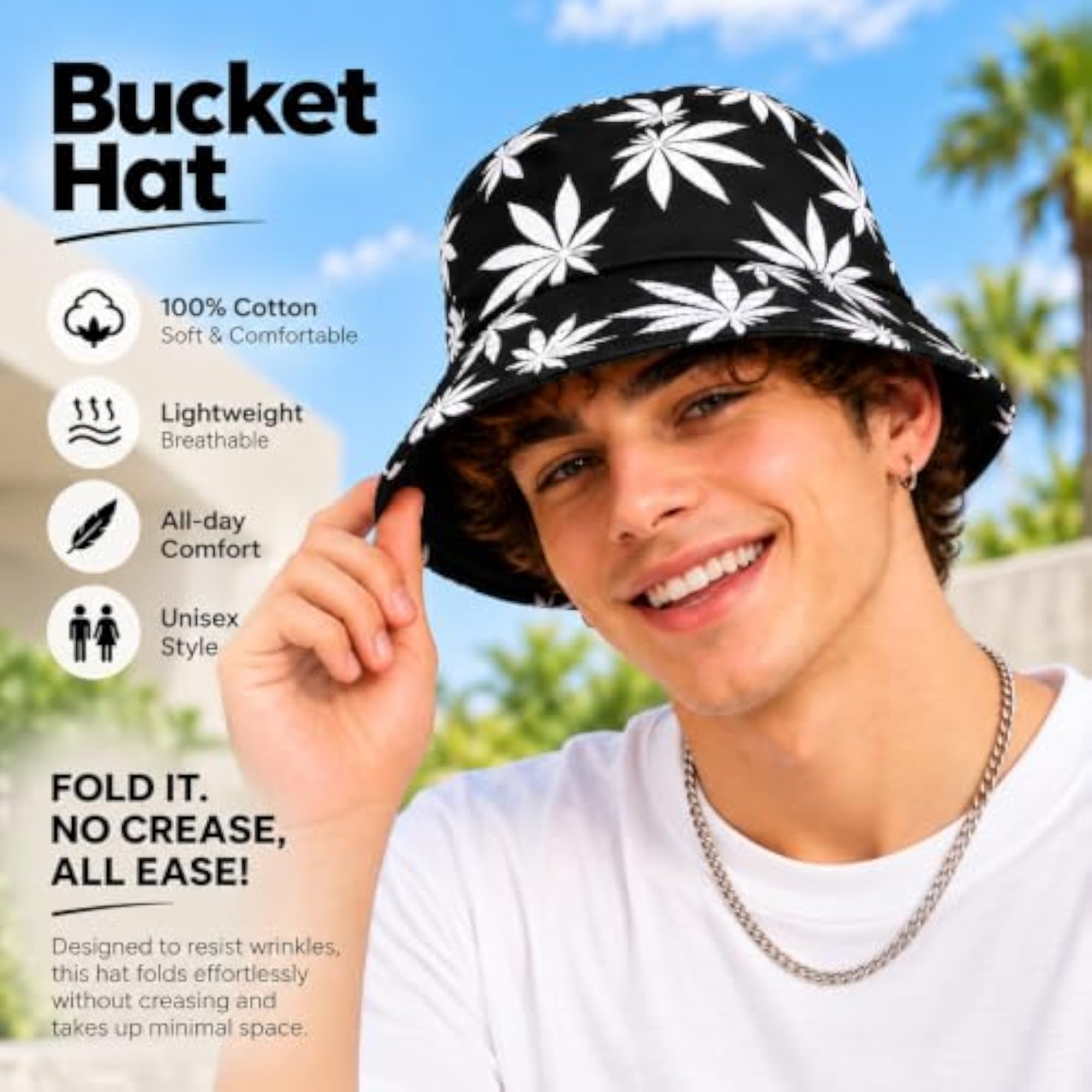 Cotton Adults Bucket Hat Summer UV Protection Beach Hat