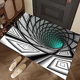 Geometric Sqaure Pattern 3D Vortex Visual Illusion Area Rug Modern Time Tunnel Kids Playroom Bedroom Floor Carpet Rectangular Rugs Mat,2'x3'