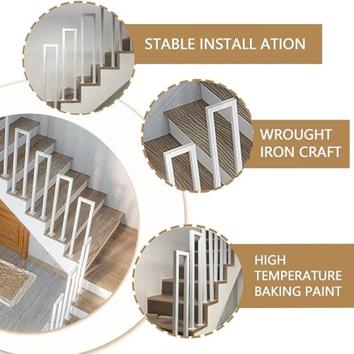 Garde-corps d'escalier en forme de U avec kit installation complet pour marches en métal - 3