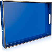 Vista 92 de Gifturbo Bandeja negra para servir, bandejas decorativas de mármol con asas, bandeja de mesa auxiliar, bandejas de plástico rectangulares otomanas