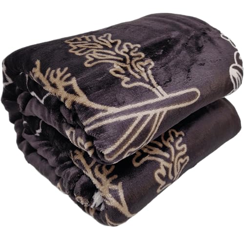 Image of Winter Premium Flannel Velvet Warm Duvet Cover Quilt Cover | Rajai Cover | Blanket Cover | Comforter Cover Single Size 60x100 inches Woollen (Brown Golden Leaf, Single Bed)