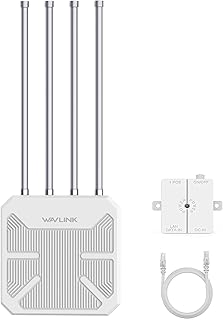 AX1800 Outdoor WiFi 6 Extender Long Range, WAVLIN WiFi 6 Outdoor Wireless Access Point with 4x8dBi Antennas,PoE Powered,IP67 Weatherproof,Gigabit Port,Up to 128 Devices for Farm,Yard,RV,Campsite,Park