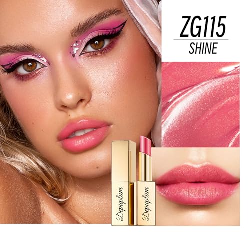 Image of Depuplum Red Pink Lipstick Moisturizing for Women Shimmer Tinted Lip Balm Hydrate Nourish Lip Gloss Cruelty Free Lip Makeup, ZG115 Shine