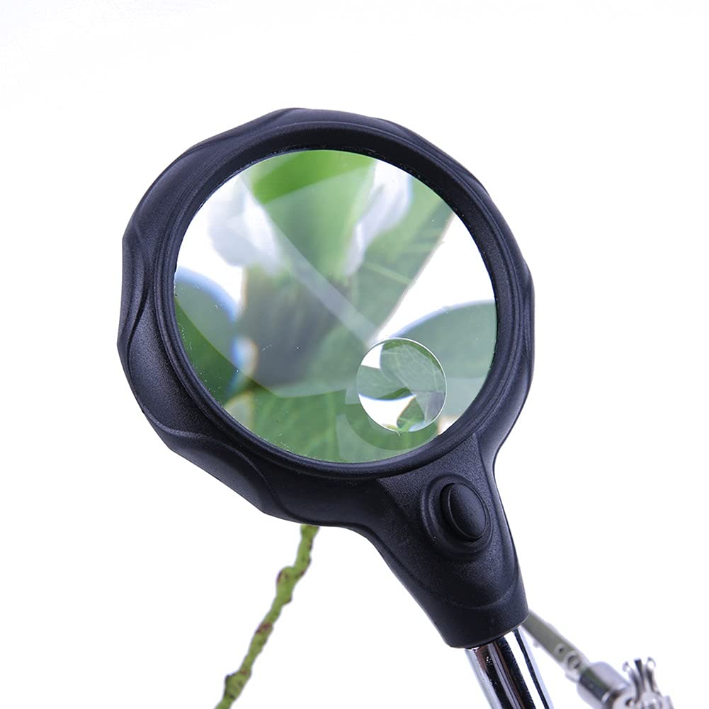 Lente d'Ingrandimento da Tavolo Lente d'Ingrandimento per Saldatura con Luce LED 3.5X-12X Lente ausiliaria Clip Porta Lente Strumenti di Riparazione per saldatu