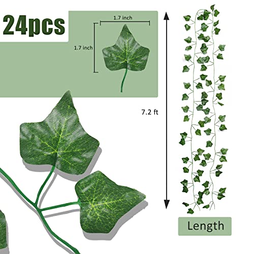 Recutms Fake Vines 24 Pack 173 Ft Artificial Ivy Leaves Leaf Plants Vines Greenery Garland Hanging Fake Leaf Vines For Room Garden Office Wedding Wall Decor #TOP1