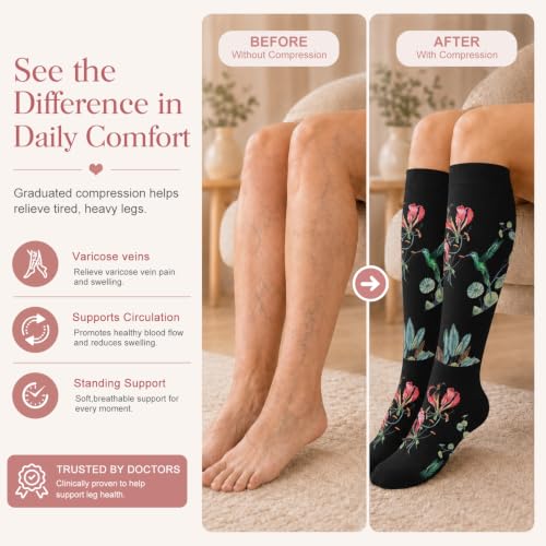Image of Laite Hebe 4 Pairs-Compression Socks for Women&Men Circulation-Best Support for Nurses,Running,Athletic