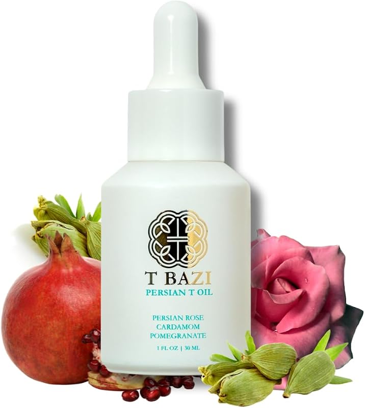 Óleo facial botânico Persian T Oil T BAZI com rosa persa, romã e cardamomo