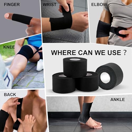Image of CHMI Athletic Tape,Black Sports Tape (20 Pack), 200 Yards Rolls Very Strong Easy Tear NO Sticky Residue Best Tape for Gymnastics Climbing Bat Injuries Medical (1.5 Inch X 200 Yards).