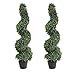Two 43.3 inch Artificial Topiaries Trees Outdoor Artificial Spiral Trees Artificial Boxwood Topiary Trees