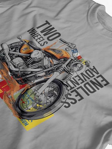 Image of XENOVAURBAN Men's Regular Fit Biker Printed Round Neck Cotton T-Shirt | Graphic Printed Casual Wear Unisex Fit XS to 3XL Tshirt RN-Bike