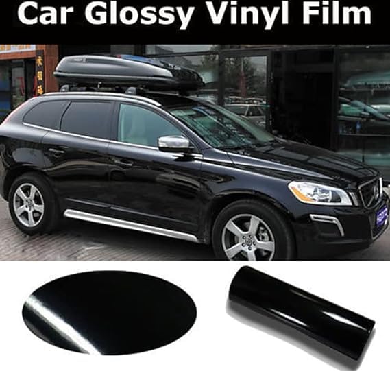 Image of WISDOM Black Glossy Wrap Vinyl Car & Bike Wrap Sheet Vinyl Car Wrap Sheet Roll Film Sticker Decal Sticker (12 inch x 26)