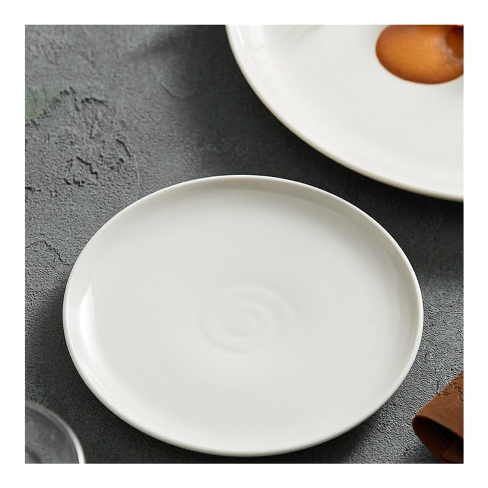 Talerze Obiadowe Białe porcelanowe talerze obiadowe, ceramiczne płytkie naczynia do deserów i serwowania(6.4inch)