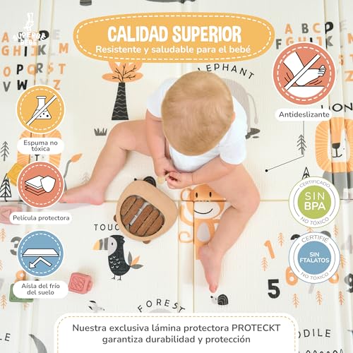 Alfombra Bebê Acolchoada Dobrável 150x180x1cm – Ginásio Bebê – Manta de Jogos – Manta de Atividades Bebê Impermeável Reversivel – Tapete de Atividades – Ginásio Infantil – Presente para Bebê