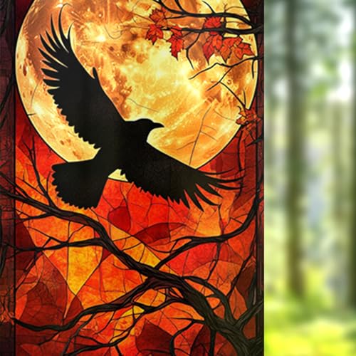 Image of Nuxovilar Frosted Spooky Halloween Pattern Window Film 17.7x39.4 PVC