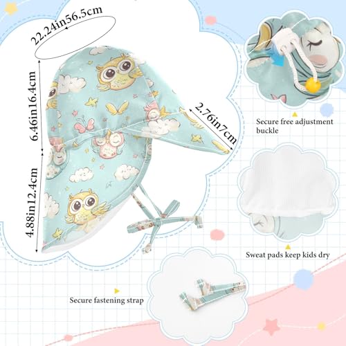 Cartoon Childish Cute Owl Cloud Blue Unisex Baby Sun Hat Baby Boys Beach Play Hats Toddler Girl UV Protection Adjustable Beach Essentials4