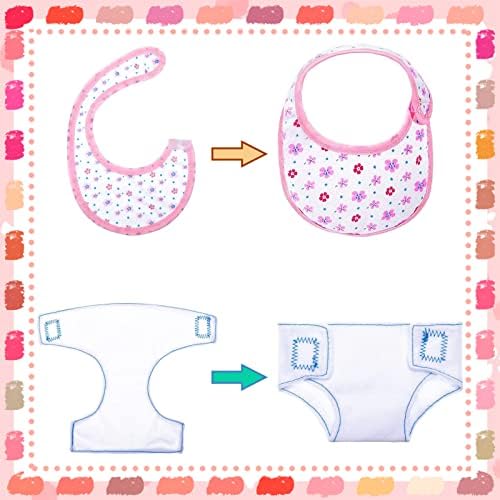 FRIUSATE 10 Pcs 1:12 Scale Baby Doll Accessories Doll House Accessories Doll Nappies and Bibs Doll Hair Comb Doll Baby Feeding Set For Girls Dolls