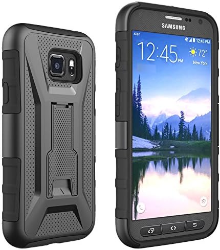 Galaxy S7 Active Case, Cimo [Armor Guard] Heavy Duty Shock Absorbing Dual Layer Protection Cover with Kickstand and Locking Belt Swivel Clip for Samsung Galaxy S7 Active (2016) - Black