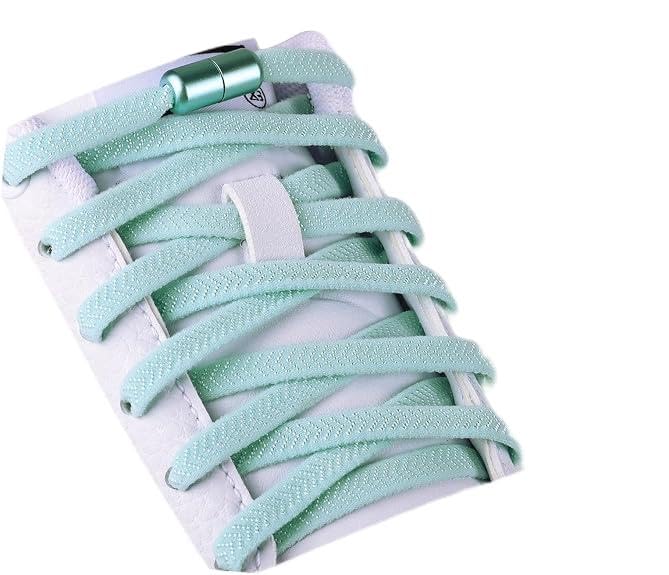 Lacets Plats Élastiques avec Fermeture Bleu Ciel pour Enfants et Adultes