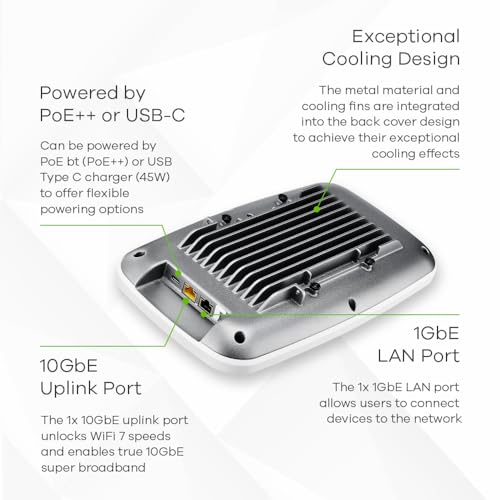 Image of Zyxel WiFi 7 BE22000 Wireless MultiGig Pro Access Point | Tri-Band Operation | Smart Antenna | 10G Uplink | Mesh | PoE++ | Nebula Pro Pack [WBE660S]