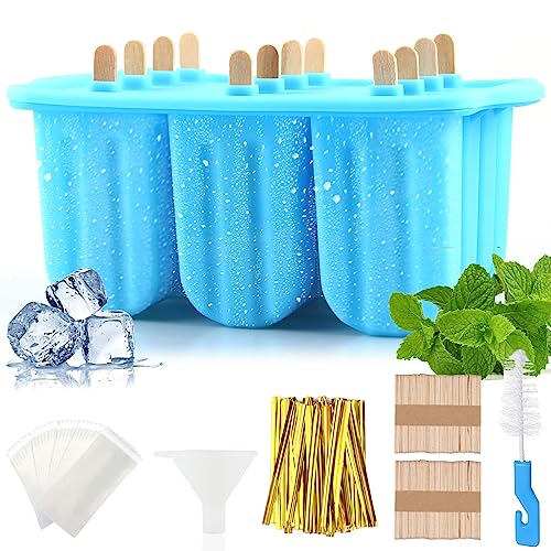 Homiu Stampo Per Ghiaccioli Fai Da Te – 6 Pezzi Con Bastoncini – Senza BPA, Con Vassoio Antigoccia E Imbuto – Colore Blu - 3