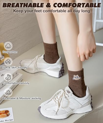 Image of IIG Womens Novelty Cotton Crew Socks Cute Animals Socks Fun Flower Socks (fit women's shoe size 5-9)