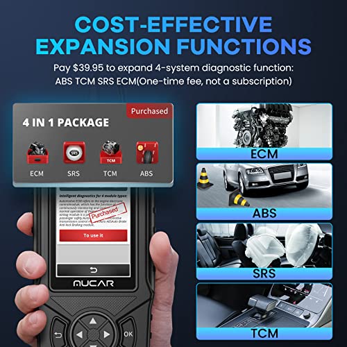 Mucar Cde900 Obd2 Scanner, Full Obd2 Car Code Reader Diagnostic Scan Tool, 4" Touchscreen & Android 6.0, Autovin, Emission Test, Live Data, Dtc Lookup, One-Click Update & Print, 2Gb Ram Runs Fast #TOP7