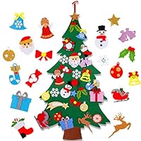 FengRise Flat Felt Christmas Tree Decorations - 4 FT DIY Christmas Tree for Toddlers Kids with 25Pcs Detachable Snowman Candy Ornaments,Toddler Kids Christmas Trees Xmas Gift,Home Door Wall Decoration