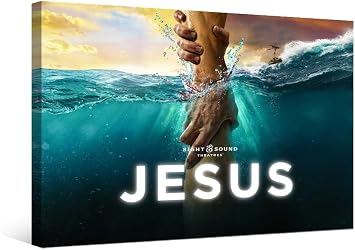 LSIUHWUWI Jesus Pictures Dont Be Afraid Just Have Faith Give Me Your Hand Poster God Jesus Painting Canvas Wall Art Christ Lord Savior Ocean for Living Room Jesus Decor with Frame for Wall Religious