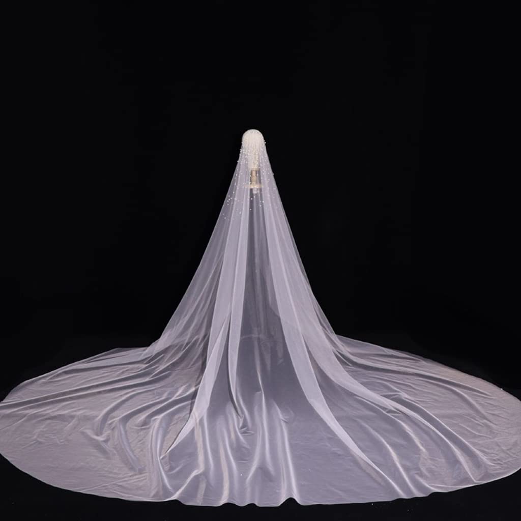 Velo de novia con perlas JFDBGU antideslizante para peinados recogidos de boda
