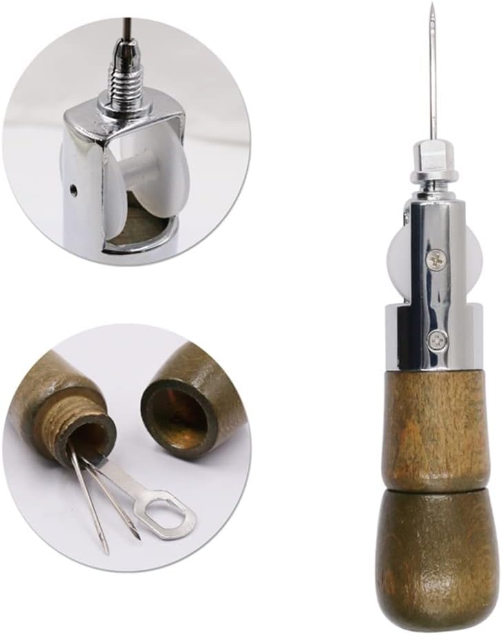 Handy Leather Craft Stitch Stitcher Kit Shoe Repair Canvas Leather Repairing Sewing Awl Wax Thread Coil Needles