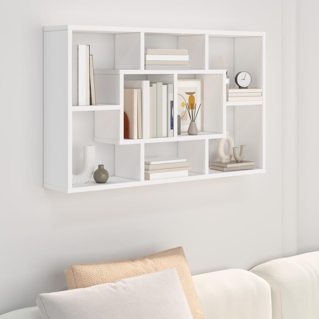 Genérico Estantería de pared blanca 85 x 16 x 52,5 cm, madera de ingeniería, muebles, estantes, estantes de pared y cornisas, blanco, 21.52 LB,801418