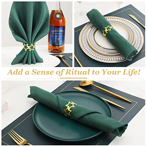 Shinowa 6 Pcs Napkin Rings, Hollow Star Napkin Ring Circle For Dinner, Thanksgiving, Wedding, Party, Banquet, Table Setting Serviette Ring Holder, Dining Table Decoration, Gold (P7233-2177) #TOP5