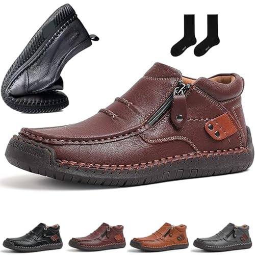 The First Young Shoes Men, Mens Business High-top Loafers Casual Slip on Shoes Lightweight Dress Refreshing Boots Classic Walking Driving Travel Outdoor Sneaker