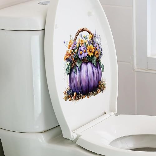 Miniatura 4 de Calcomanías de calabaza de Halloween autoadhesivas para inodoro, baño, pared, decoración del hogar, extraíble, sin residuos, 2 juegos