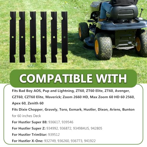 BCQNXX 038-6050-00 High Lift Mower Blades Set for Bad Boy Exmark Gravely Hustler Toro 60" Lawn Mower, Replaces 038-2007-00 038-6060-00 038-6002-00, Compatible with ZT60 CZT60 (6PACK) by BCQNXX - Used condition - Image 7