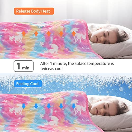 Cooling Blanket For Hot Sleepers,Glow In The Dark Blanket Unicorns Gifts For Girls,Girls Toys For 1-10 Year Old Girl Gifts,Q-Max>0.4 Arc-Chill Cooling Fiber,Soft Summer Blanket For Boys Girls,50X60In #TOP2