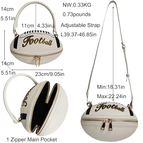 Image of Women Rhinestone Football Shaped Handbag Chain Crossbody Shoulder Bag Football Purse | Rugby, Unique, Novelty, Football