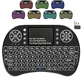 IDEALROYAL Wireless Mini Keyboard with Touchpad Mouse, 7 Colors RGB Backlit, Rechargable 2.4 Ghz Mini Wireless Keyboard with USB Work for iPad, PC, Android TV Box, Smart TV, Tablet and Windows OS