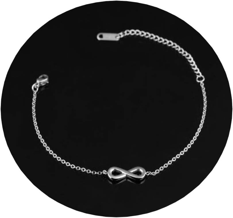 YHMM 18K Rose Gold & Silver Stainless Steel Anklets for Women Girls Ankle Chains Bracelets Adjustable Beach Anklet Foot Jewelry (1 PC Infinity Silver-Tone)