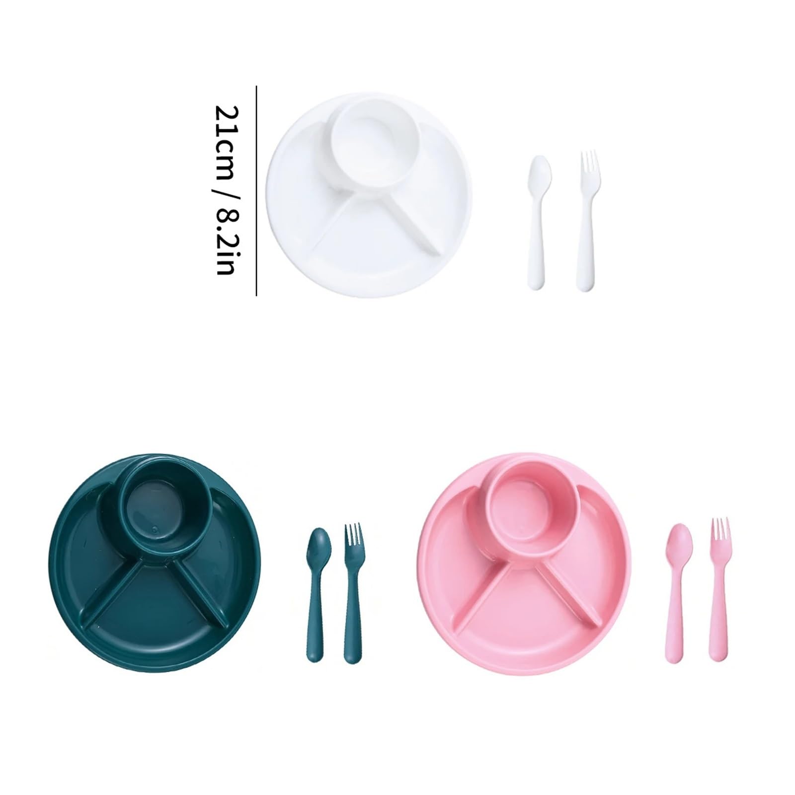 Obstsalatteller, mikrowellengeeignet, Wiederverwendbare, unterteilte Speiseteller, Dessertteller, Kuchenteller, Küchengeschirr(Pink,3pcs)