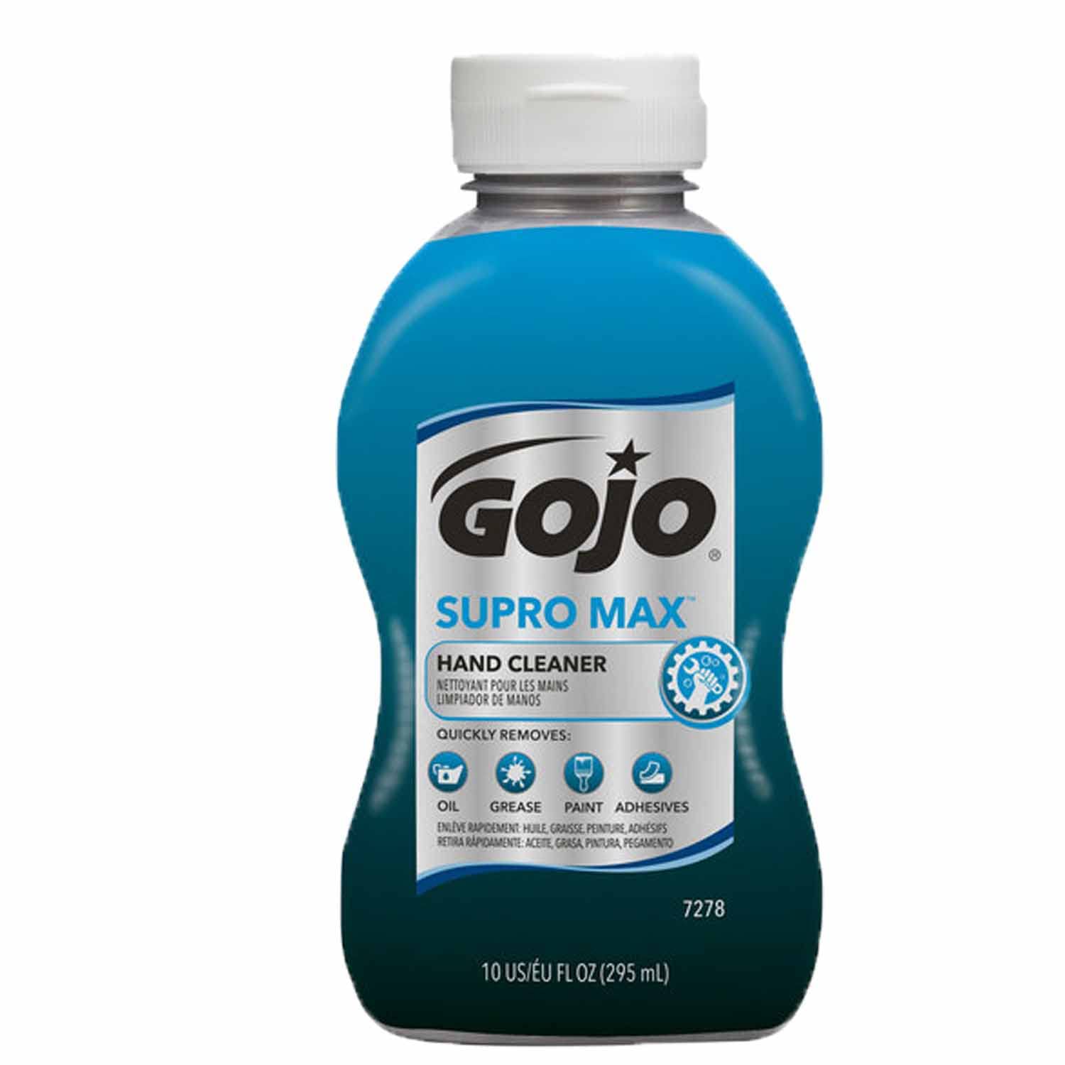 GOJO Supro Max Heavy Duty Cleaner Scrub, 2 Bottles 10 OZ each [Total of 20 Oz.] with 2 Sparklen Wooden Nail Brushes