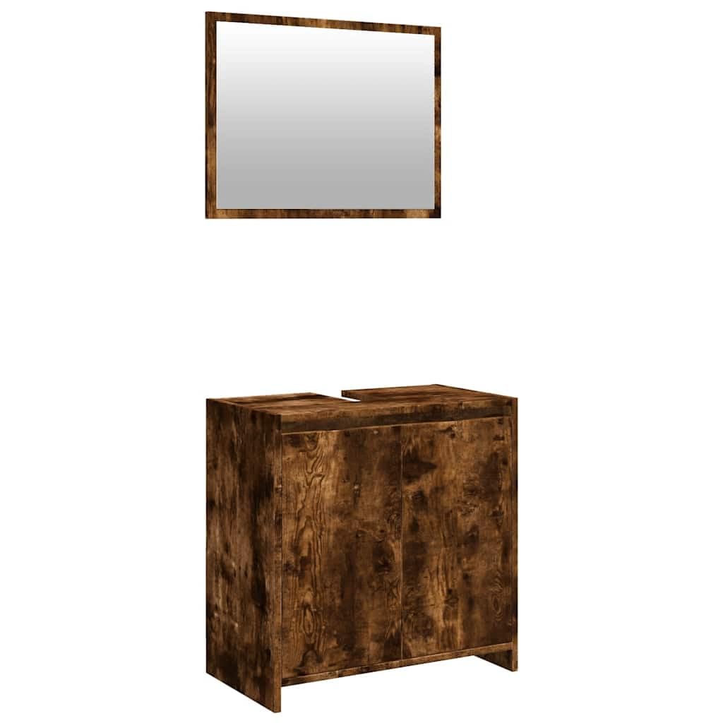 Juego de Muebles de Baño Madera Trabajada Roble Ahumado