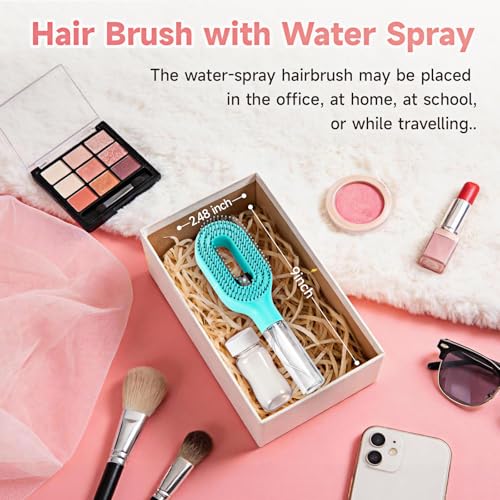 fangtaiabc Hairbrush Mister - Hair Mist Sprayer Brush, 2 in 1 Portable Hair Brush with Water Spray for Detangling and Styling