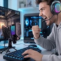 FIFINE Gaming Mikrofon PC, Typ A/C USB Microphone für Streaming Podcast Studio, mit Mikrofon Ständer und Stummschalttaste, für PS4 PS5 Mac – Ansicht 2