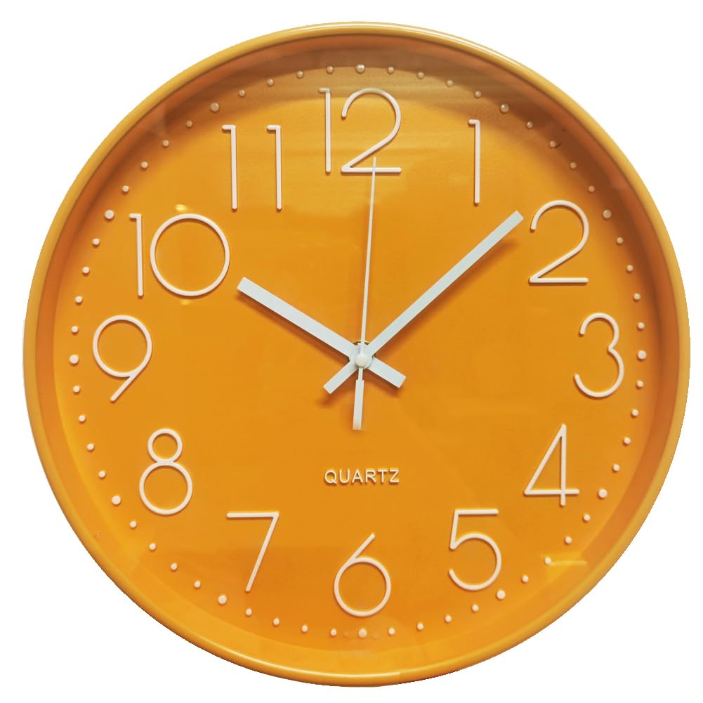 Mnsruu - Orologio da parete rotondo in legno, silenzioso, non ticchettio, per camera da letto, soggiorno, ufficio, scuola