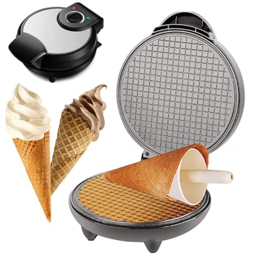 Electric Waffle Cone Maker Machine, Double Side Heating, Non-Stick Stainless Steel Mould, Biscuit Ice Cream Egg Rolls Dessert Baking Pan Kitchen Bakeware Tools