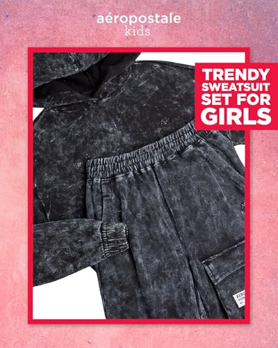 AEROPOSTALE Girls Sweat Suit Set - 2 Piece Soft Fleece Pullover Graphic Crewneck Sweatshirt and Jogger Pants for Girls (7-16)2