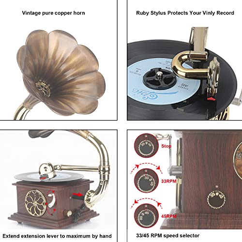 Vintage Retro Classical Gramophone Vinyle Lecteur Enregistreur stéréo 3,5 mm Audio Blue Tooth 4.2/ Aux-in/Aux-out/Entrée… - Les Beatles, Paul McCartney, John Lennon, RIngo Starr, George Harrison Vintage Retro Classical Gramophone Vinyle Lecteur Enregistreur stéréo 3,5 mm Audio Blue Tooth 4.2/ Aux-in/Aux-out/Entrée… – Image 4