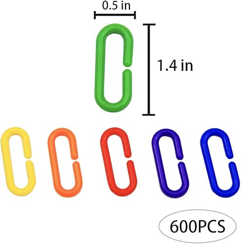 Miniatura 7 de JIALEEY 600 piezas de plástico en forma de C, ganchos de cadena de eslabones de arco iris, juguetes de aprendizaje para niños, jaula de juguete para