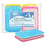 12 Pack Scrub & Wipe Cloths,Dual Sided Sponges Kitchen,All Purpose Cloth for Dishes, Pots, Pans, Non